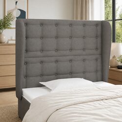 Stylish Grey Fabric Headboard with Ear-Shaped Design