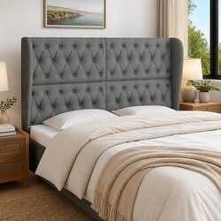 Grey Fabric Headboard with Ears 147cm for Your Bedroom