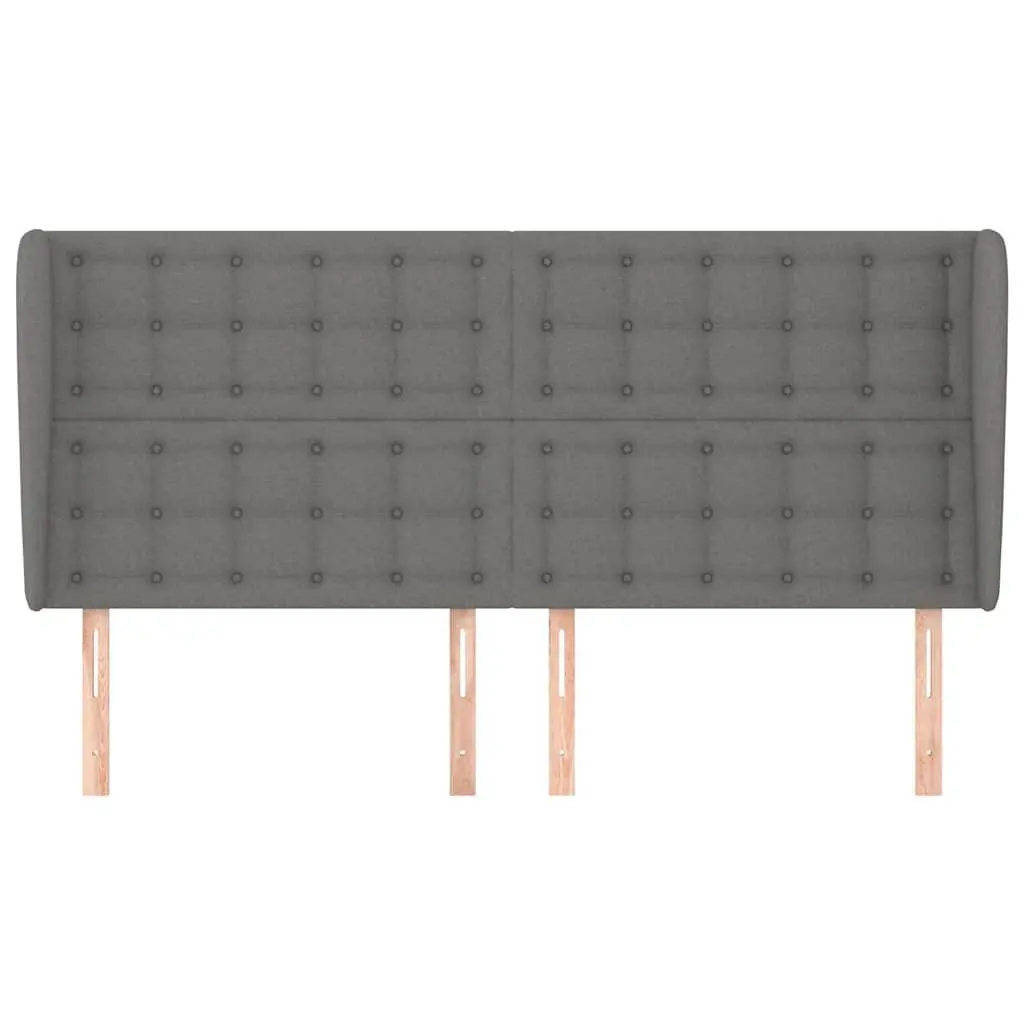 Grey Fabric Headboard with Ears Wooden Legs Adjustable Height Bedroom Furniture