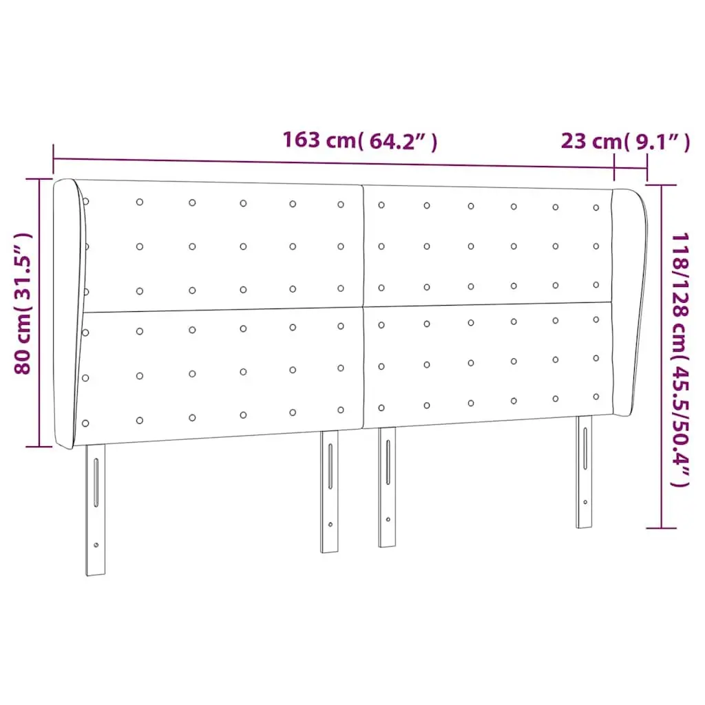 Grey Fabric Headboard with Ears Wooden Legs Adjustable Height Bedroom Furniture