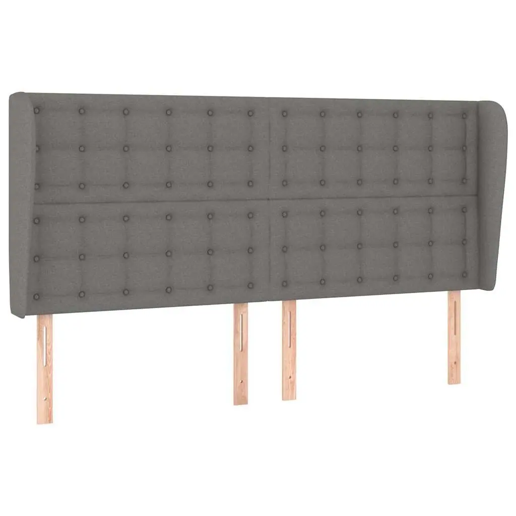 Headboard with Ears Grey 203cm Fabric Bedroom Bed Head Back Support Adjustable