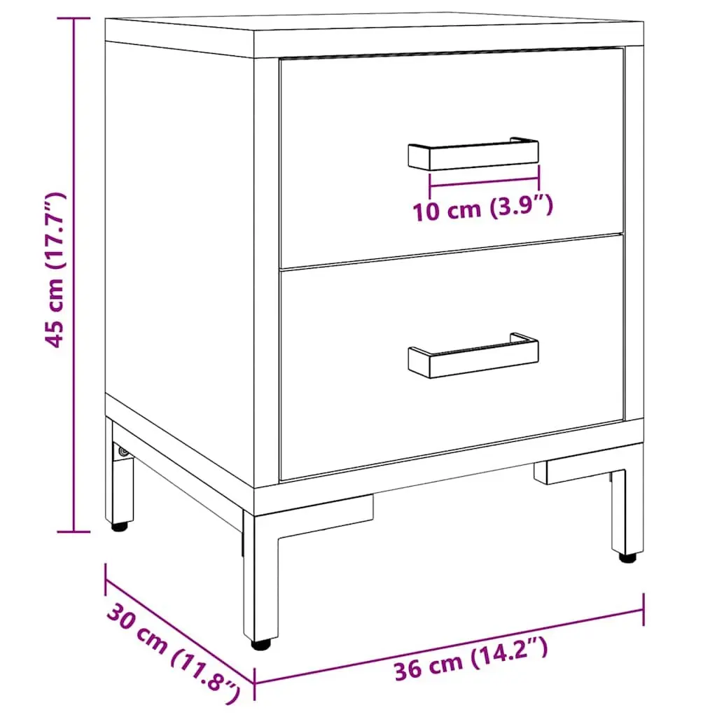 Rustic Pine Bedside Cabinet with 2 Drawers