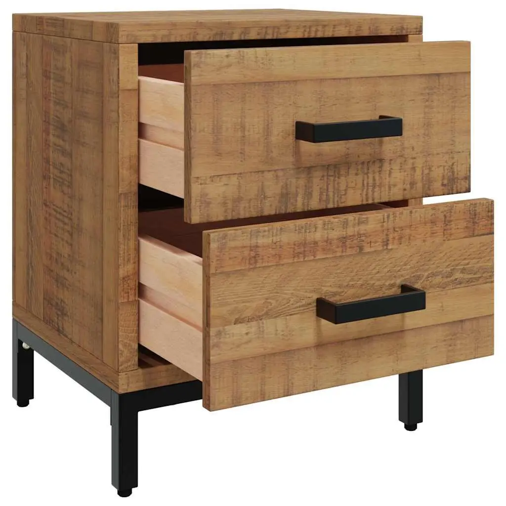 Rustic Pine Bedside Cabinet with 2 Drawers