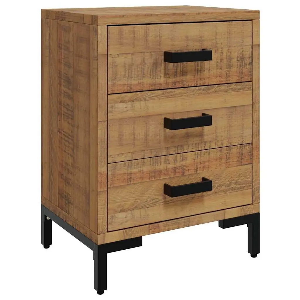 Bedside Cabinet 40x30x55cm Solid Pine Wood Nightstand Drawers Storage Brown