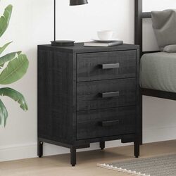Bedside Cabinet 2 pcs Black 40x30x55 cm Solid Wood Pine Bedroom Storage Drawers