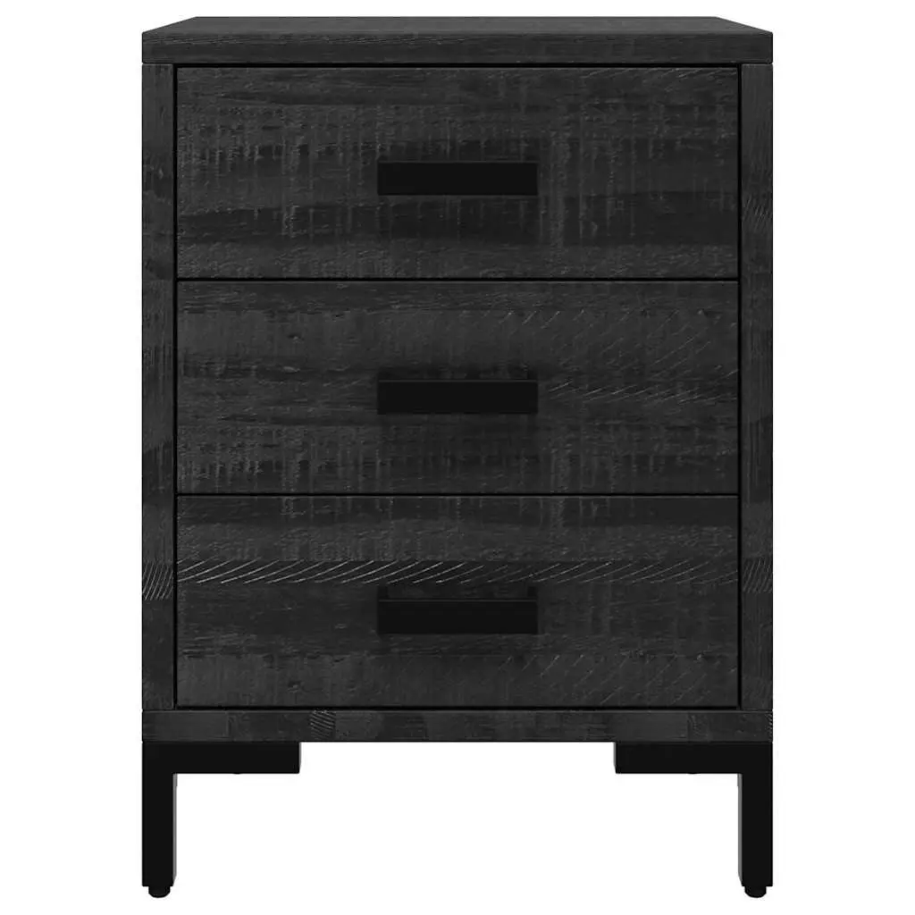 Bedside Cabinet 2 pcs Black 40x30x55 cm Solid Wood Pine Bedroom Storage Drawers