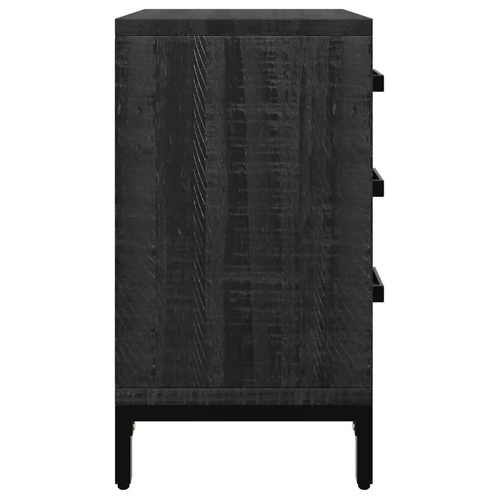 Bedside Cabinet 2 pcs Black 40x30x55 cm Solid Wood Pine Bedroom Storage Drawers