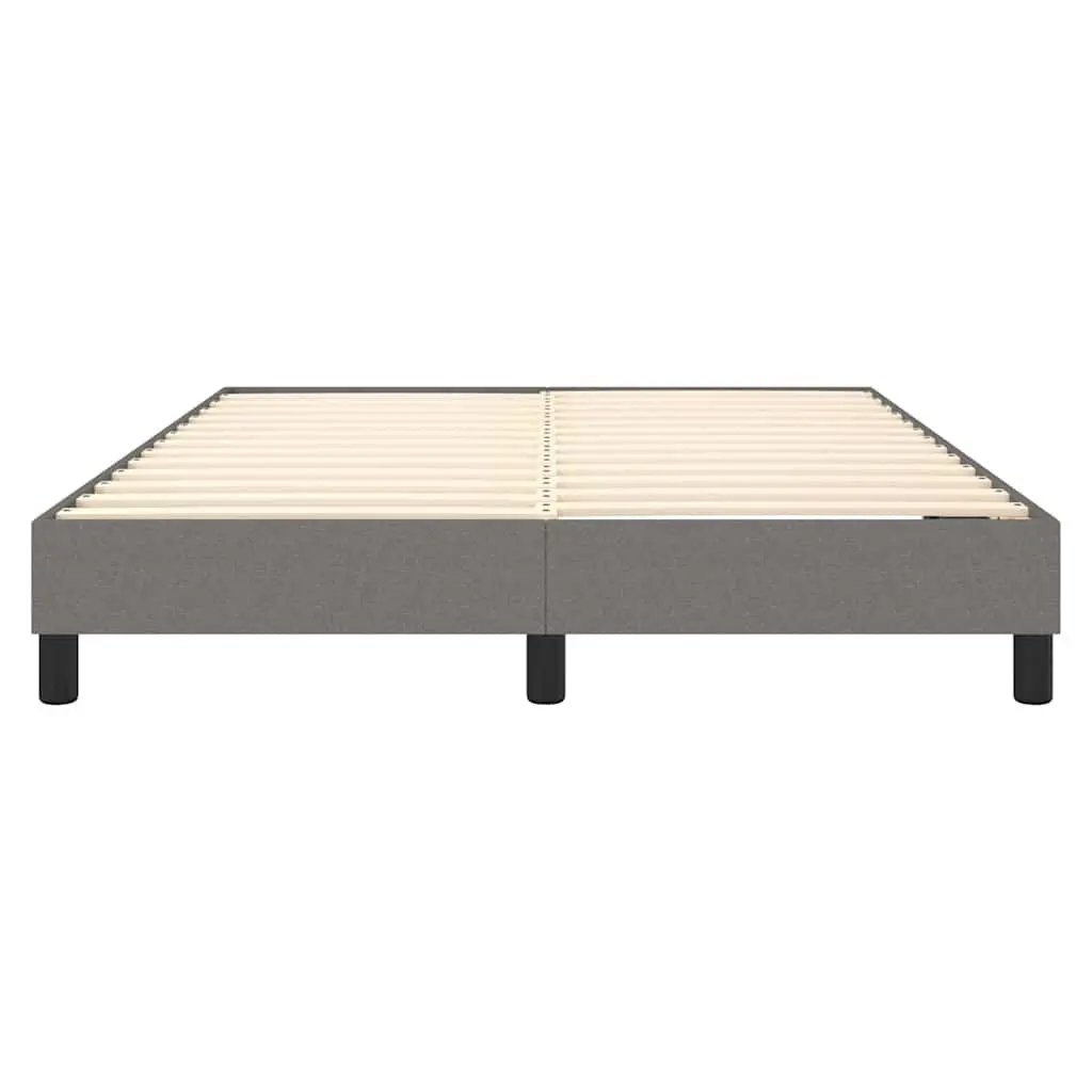 Box Spring Bed Frame Double Grey Fabric Bedroom Furniture Supportive Slats
