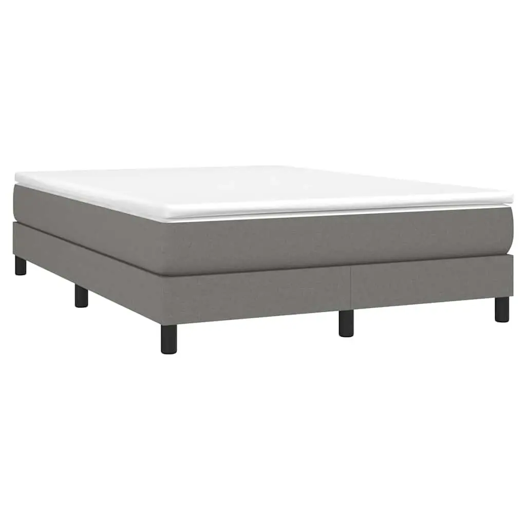Queen Size Box Spring Bed Frame in Grey Fabric