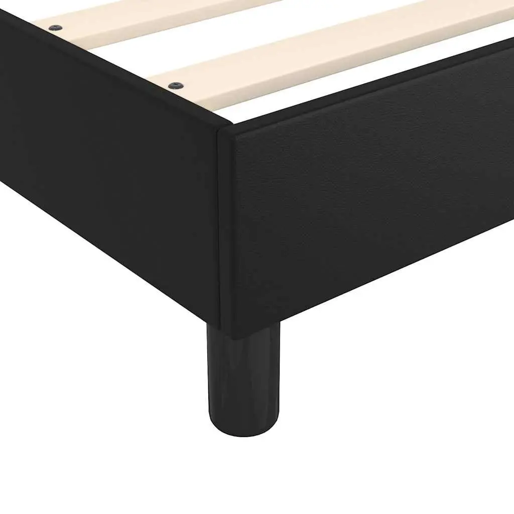 Box Spring Bed Frame Double Black Faux Leather Bedroom Furniture Sleep Support