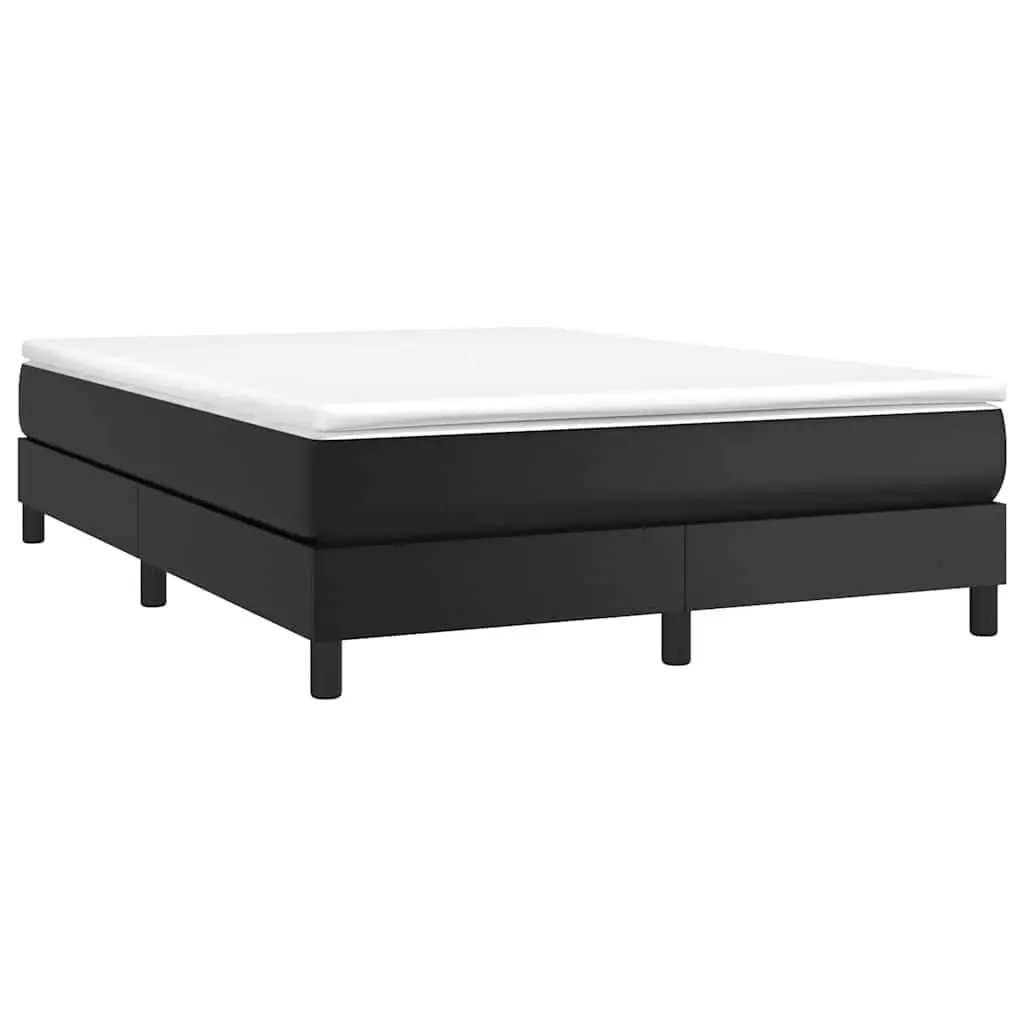 Queen Black Faux Leather Box Spring Bed Frame
