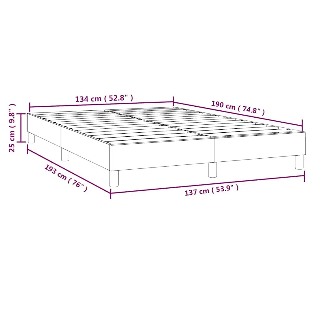 Box Spring Bed Frame Grey Velvet Upholstery Double Plywood Slats Sturdy Legs