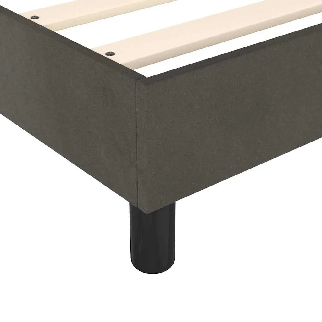 Queen Size Grey Velvet Upholstered Box Spring Bed Frame