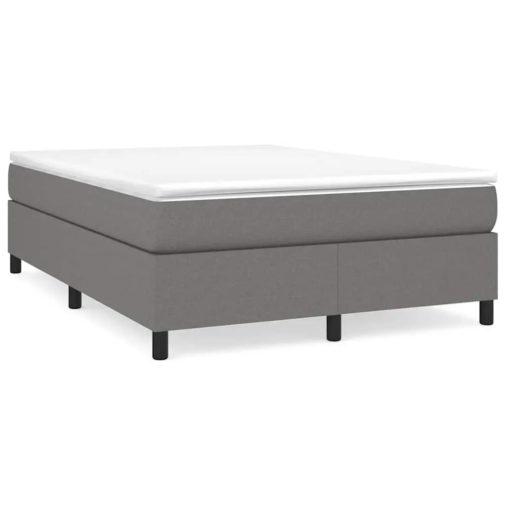 Grey Fabric Queen Size Box Spring Bed Frame