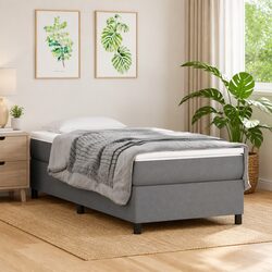 King Single Grey Fabric Box Spring Bed Frame