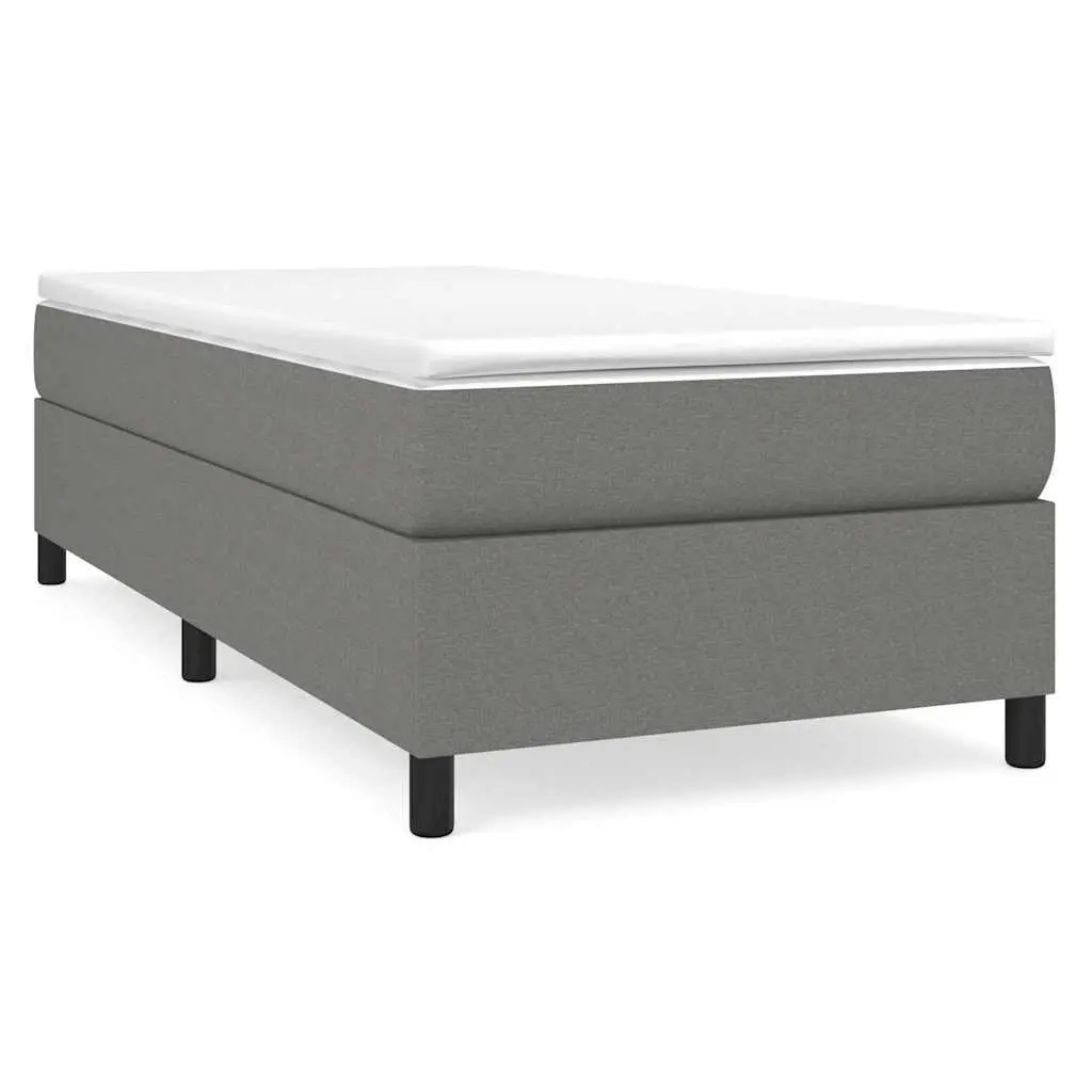 King Single Grey Fabric Box Spring Bed Frame