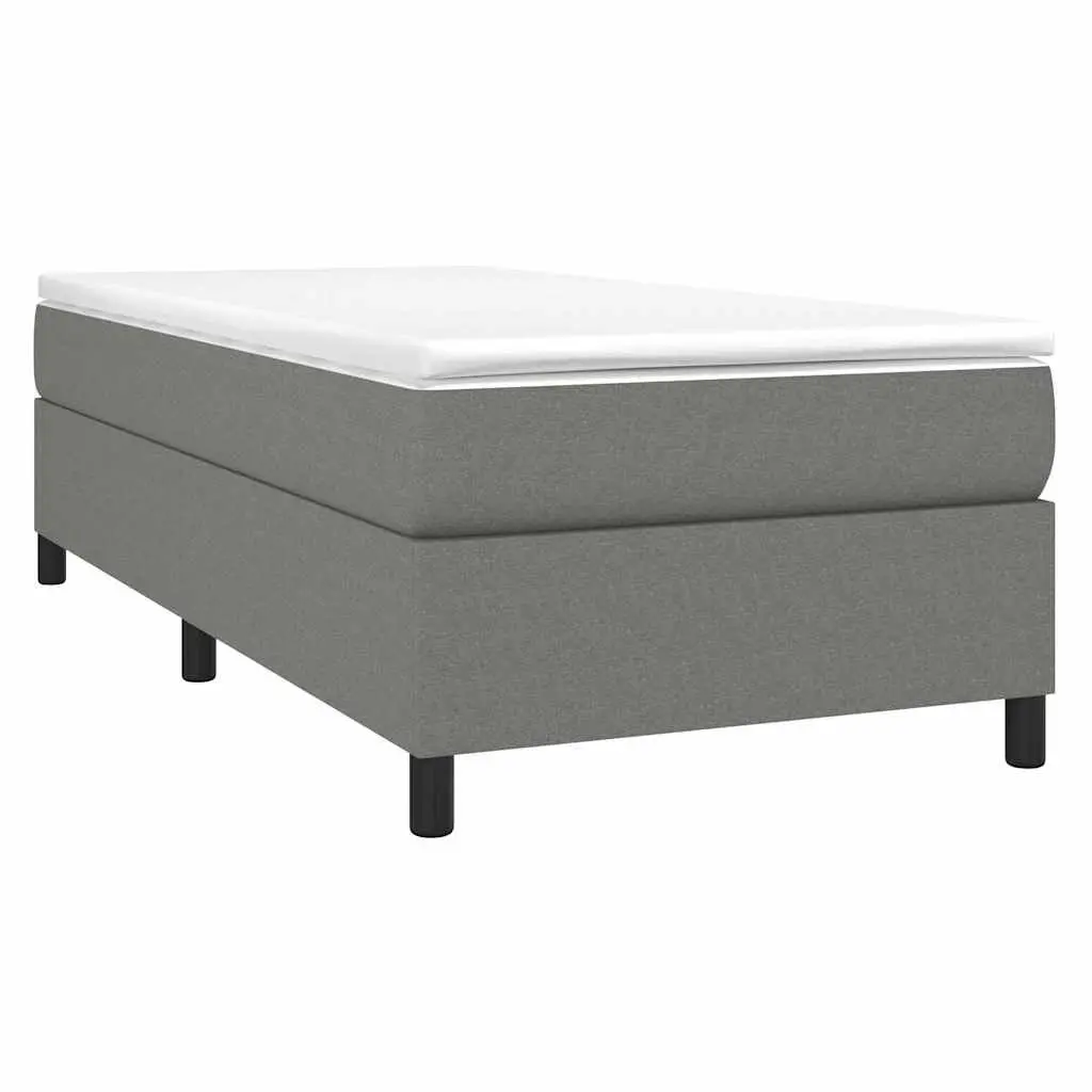 King Single Grey Fabric Box Spring Bed Frame