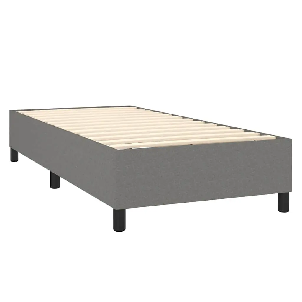 King Single Grey Fabric Box Spring Bed Frame