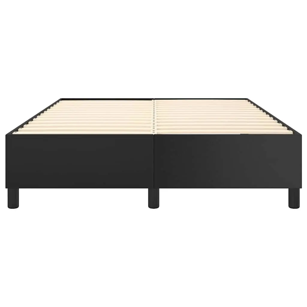Box Spring Bed Frame Black Faux Leather Double Plywood