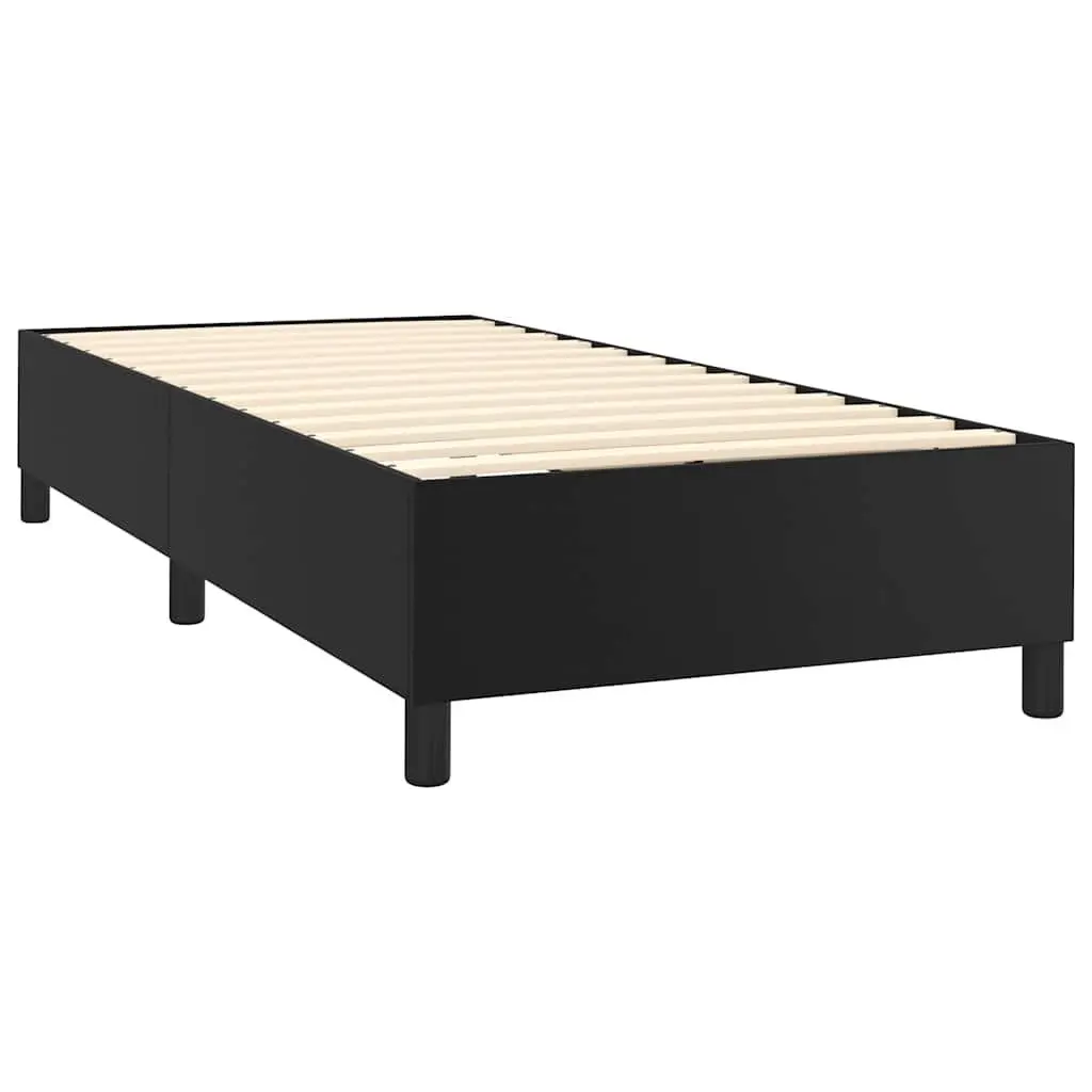 King Single Box Spring Bed Frame in Black Faux Leather
