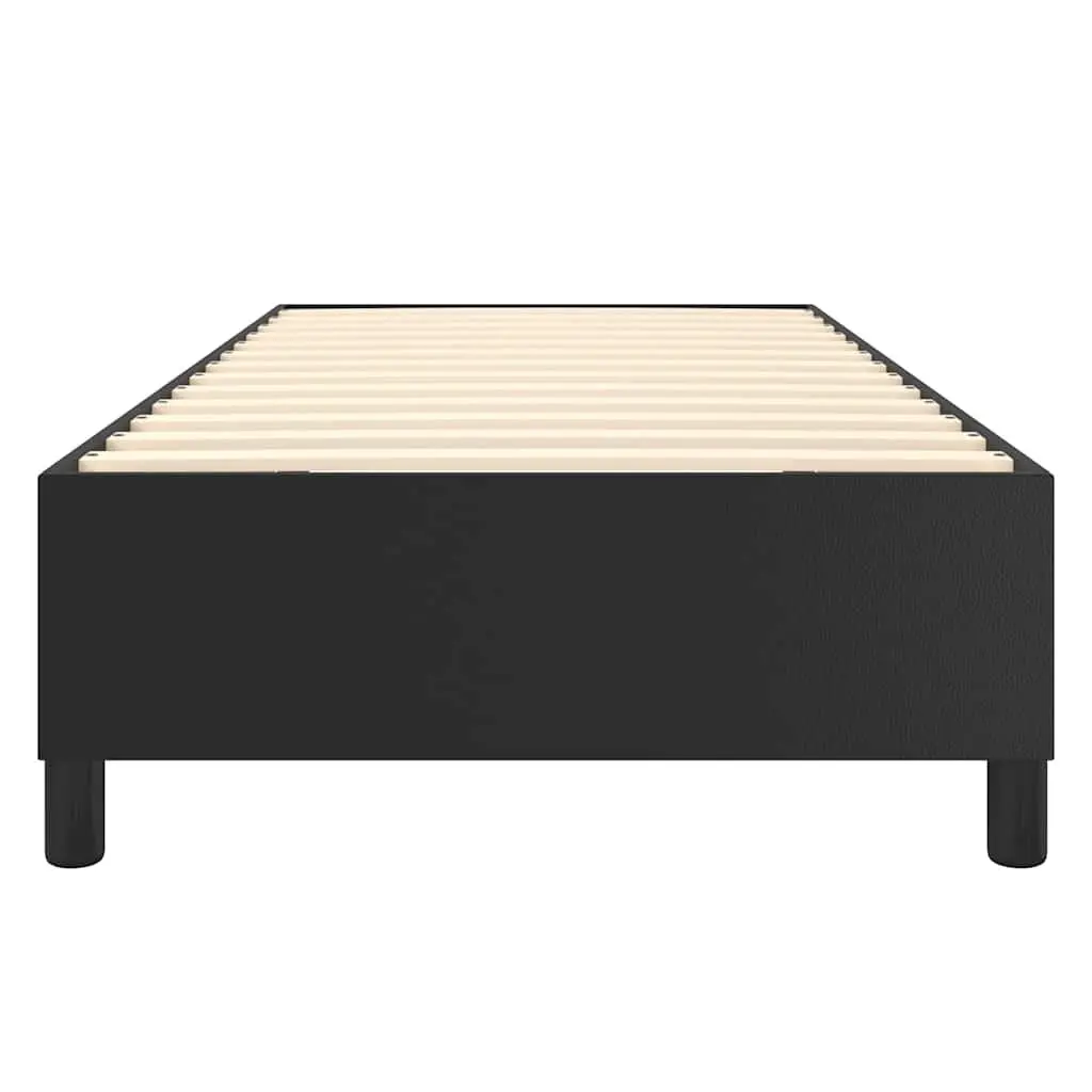King Single Box Spring Bed Frame in Black Faux Leather
