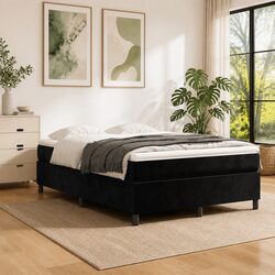 Queen Black Velvet Box Spring Bed Frame for Comfort