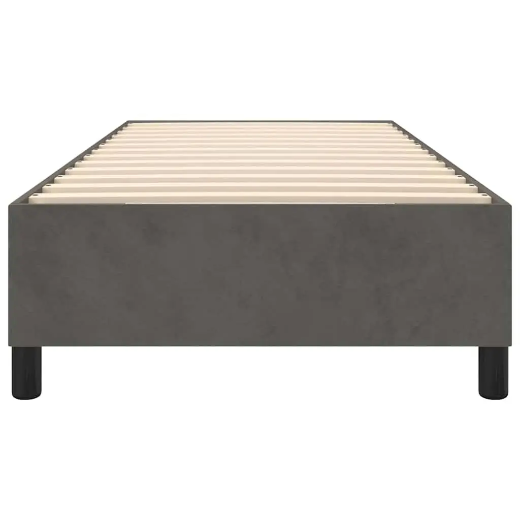 King Single Grey Velvet Upholstered Box Spring Bed Frame