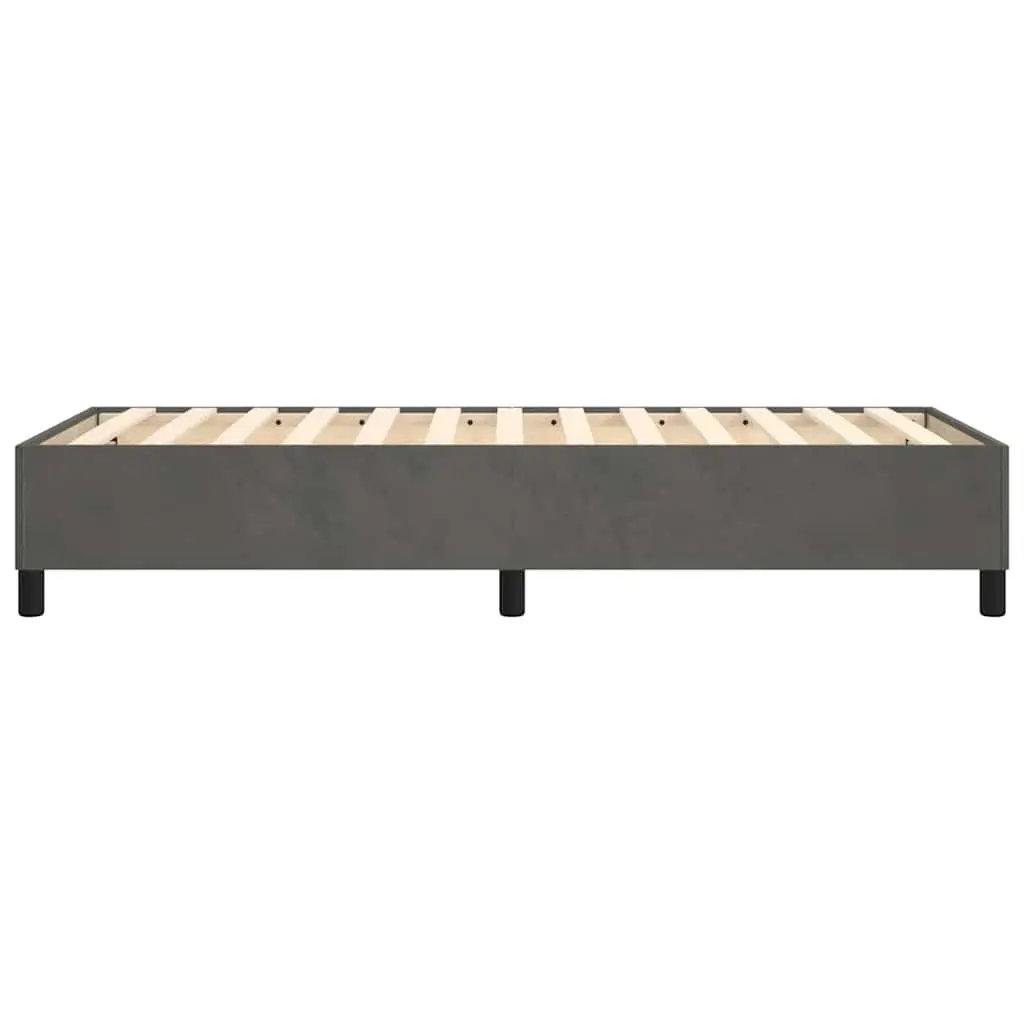 King Single Grey Velvet Upholstered Box Spring Bed Frame
