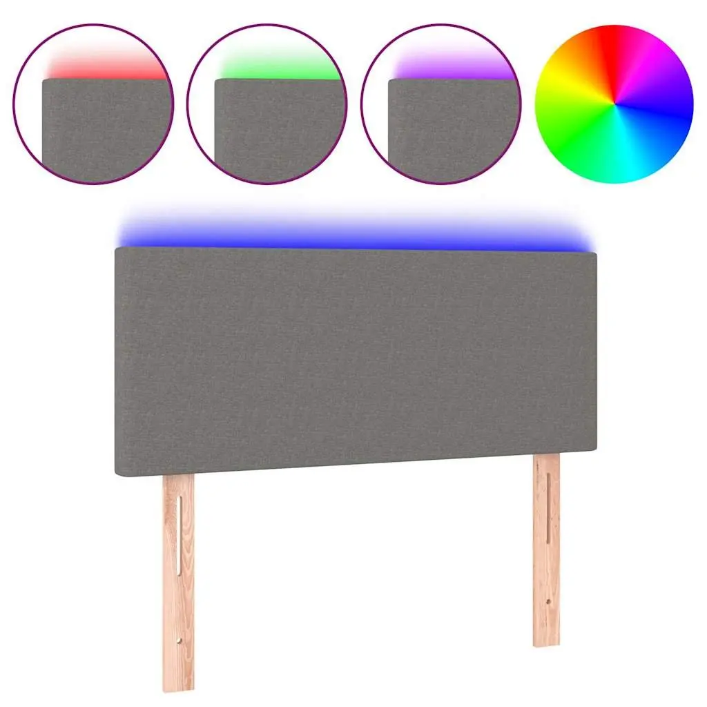 LED Headboard Dark Grey 100cm Fabric Upholstered Adjustable Height Modern