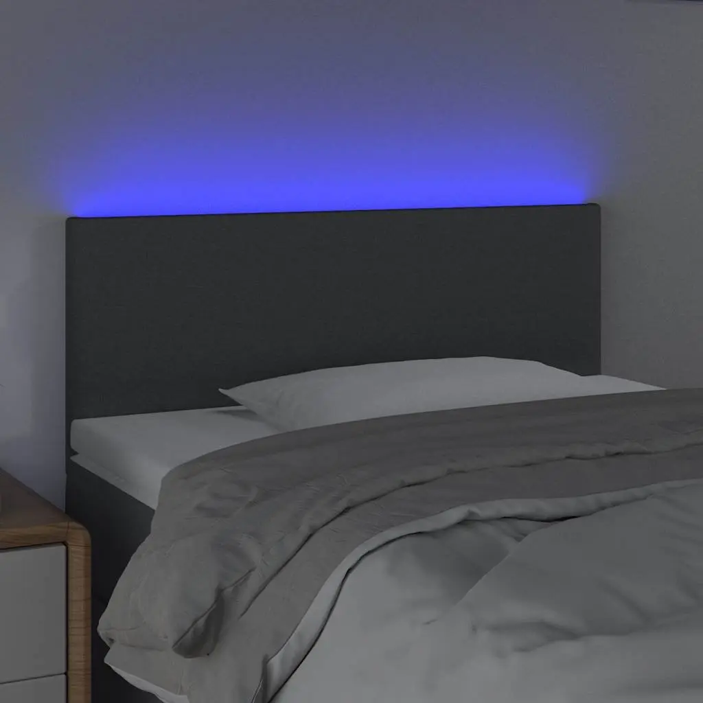 LED Headboard Dark Grey 100cm Fabric Upholstered Adjustable Height Modern