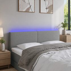 Adjustable Height LED Headboard 144 cm Dark Grey Fabric
