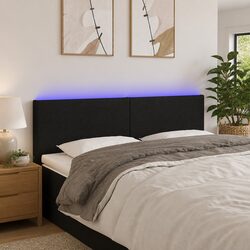 Black Fabric LED Headboard with Adjustable Height 144cm