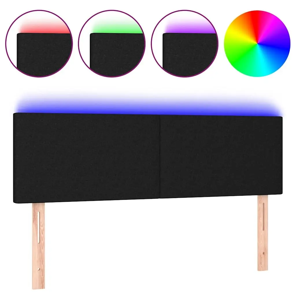 Black Fabric LED Headboard with Adjustable Height 144cm