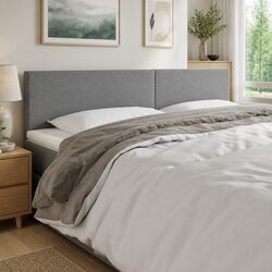 Modern Grey Fabric LED Headboard with Adjustable Height