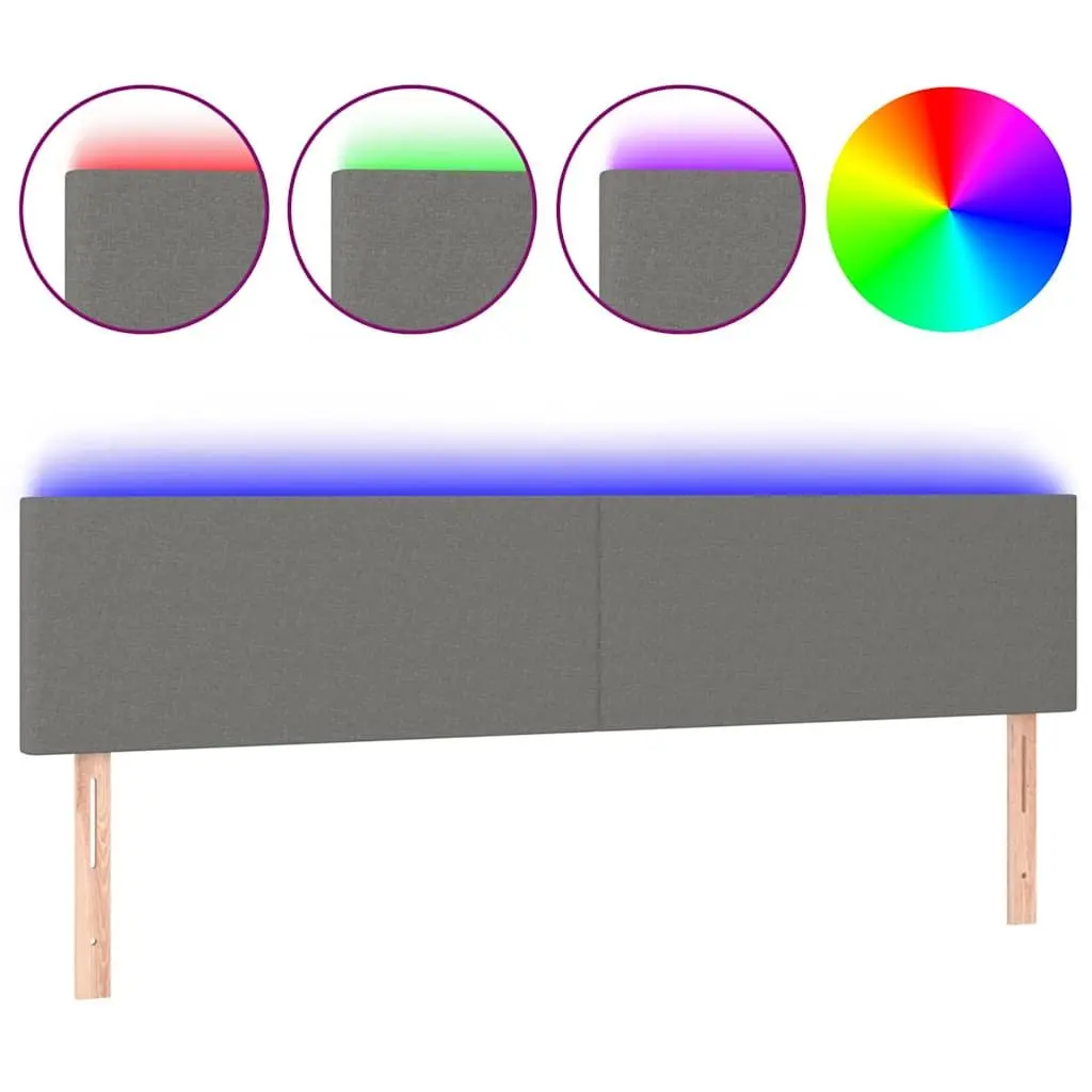 Grey Fabric LED Headboard with Adjustable Height
