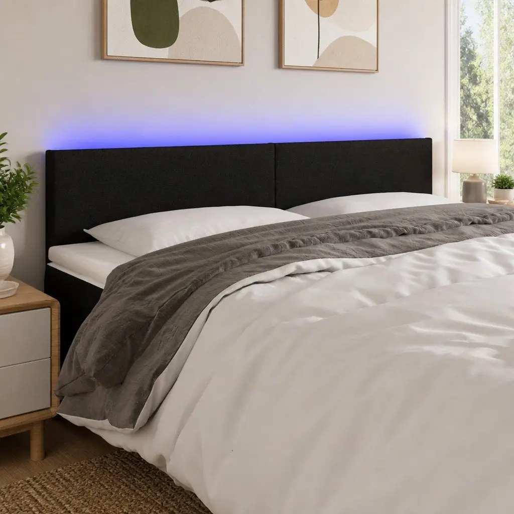 LED Headboard 160 cm Black Fabric with Adjustable Height