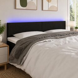 Stylish LED Headboard 160 cm Black Fabric with Adjustable Height