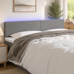 LED Headboard 200cm Dark Grey Fabric with Adjustable Height