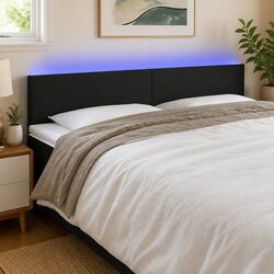 Black LED Headboard 200cm Adjustable Fabric Bed Backrest
