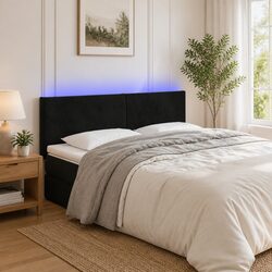Black Velvet LED Headboard 144cm for Modern Bedrooms
