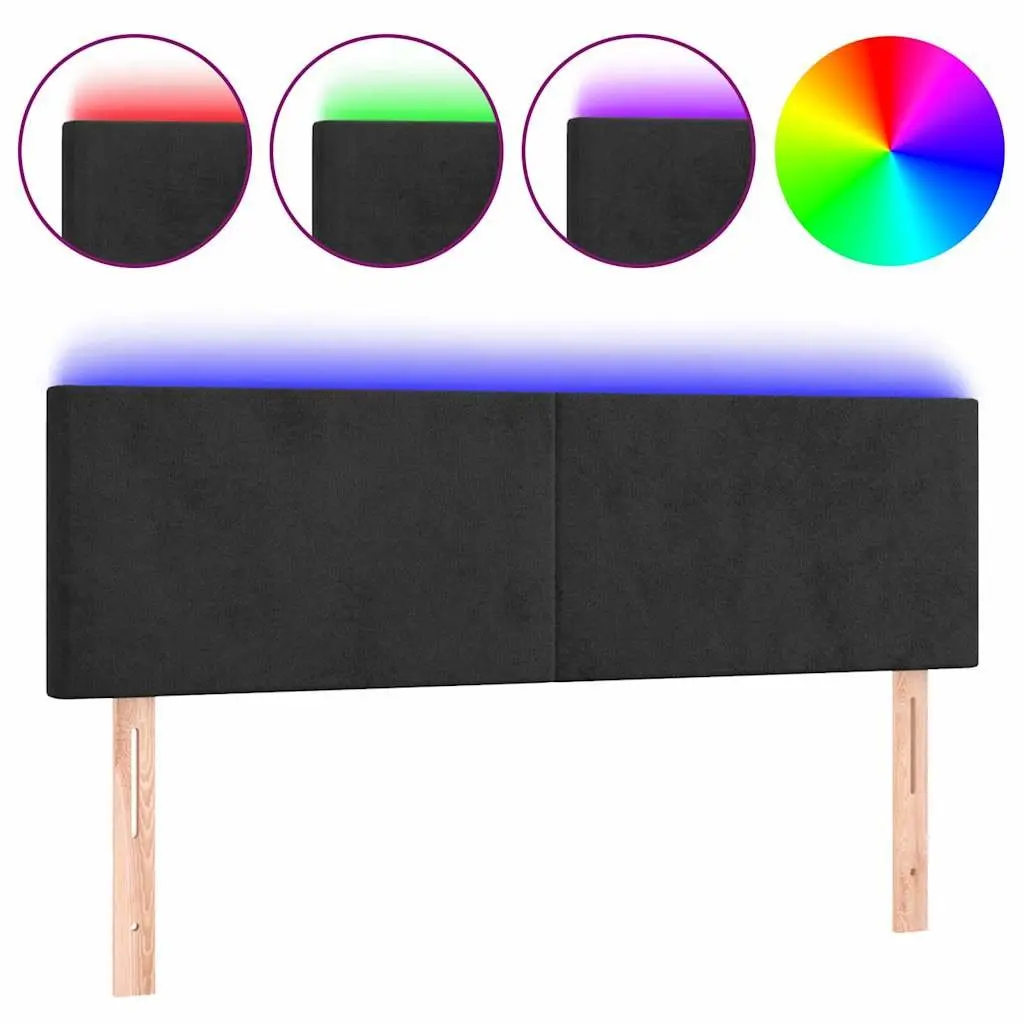 Black Velvet LED Headboard 144cm for Modern Bedrooms