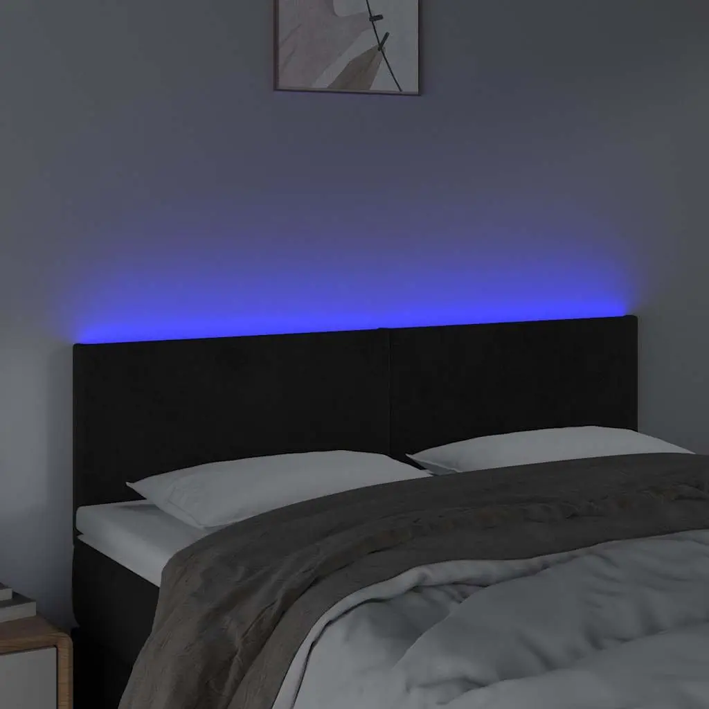 Black Velvet LED Headboard 144cm for Modern Bedrooms