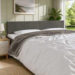 Dark Grey LED Headboard 160 cm Velvet Modern Design
