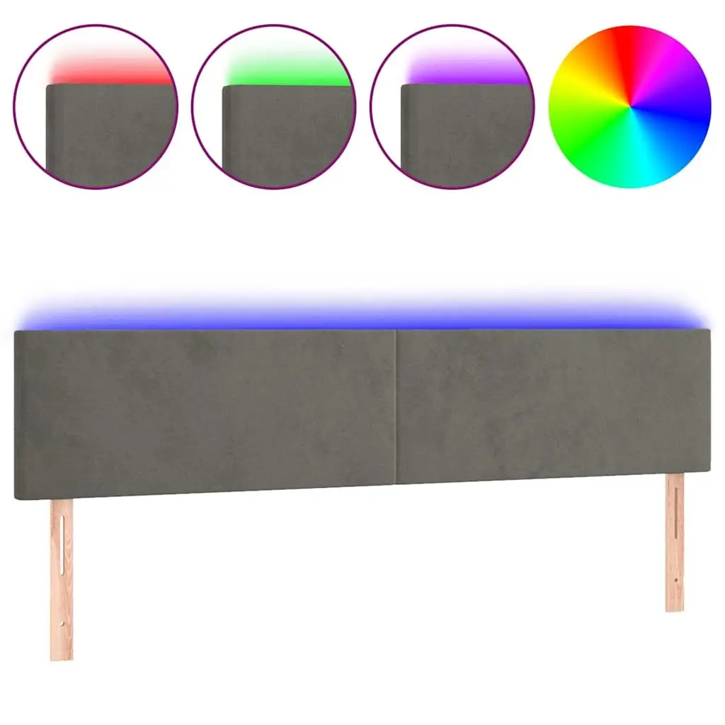 LED Headboard Dark Grey 160 cm Velvet Bed Backrest Modern Bedroom Furniture