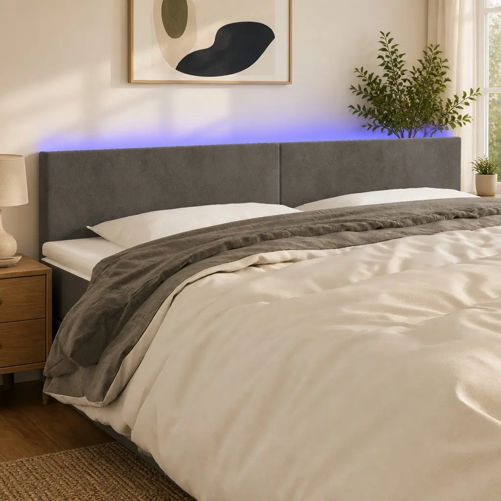 LED Headboard 200 cm in Grey Velvet