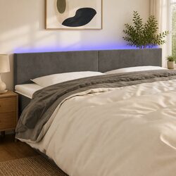Stylish LED Headboard 200 cm in Grey Velvet