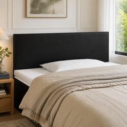 Adjustable Height LED Headboard 100cm Black Faux Leather