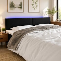 Black Faux Leather LED Headboard 160cm for Modern Bedrooms