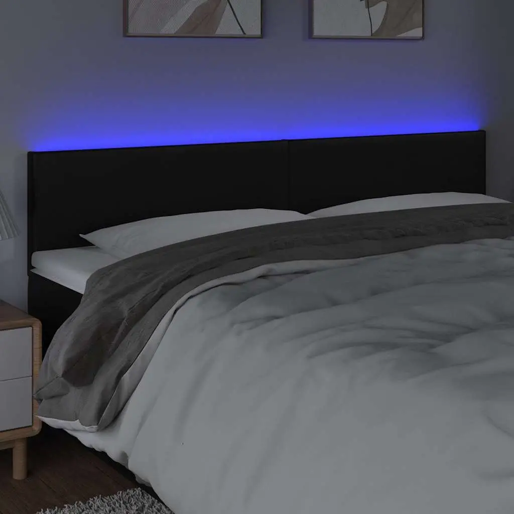 Black Faux Leather LED Headboard 160cm for Modern Bedrooms