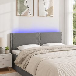 Dark Grey Fabric LED Headboard with Adjustable Height